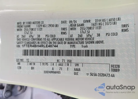 2024 Ford Ranger Xl from USA, damaged, VIN 1FTER4BH4RLE48744